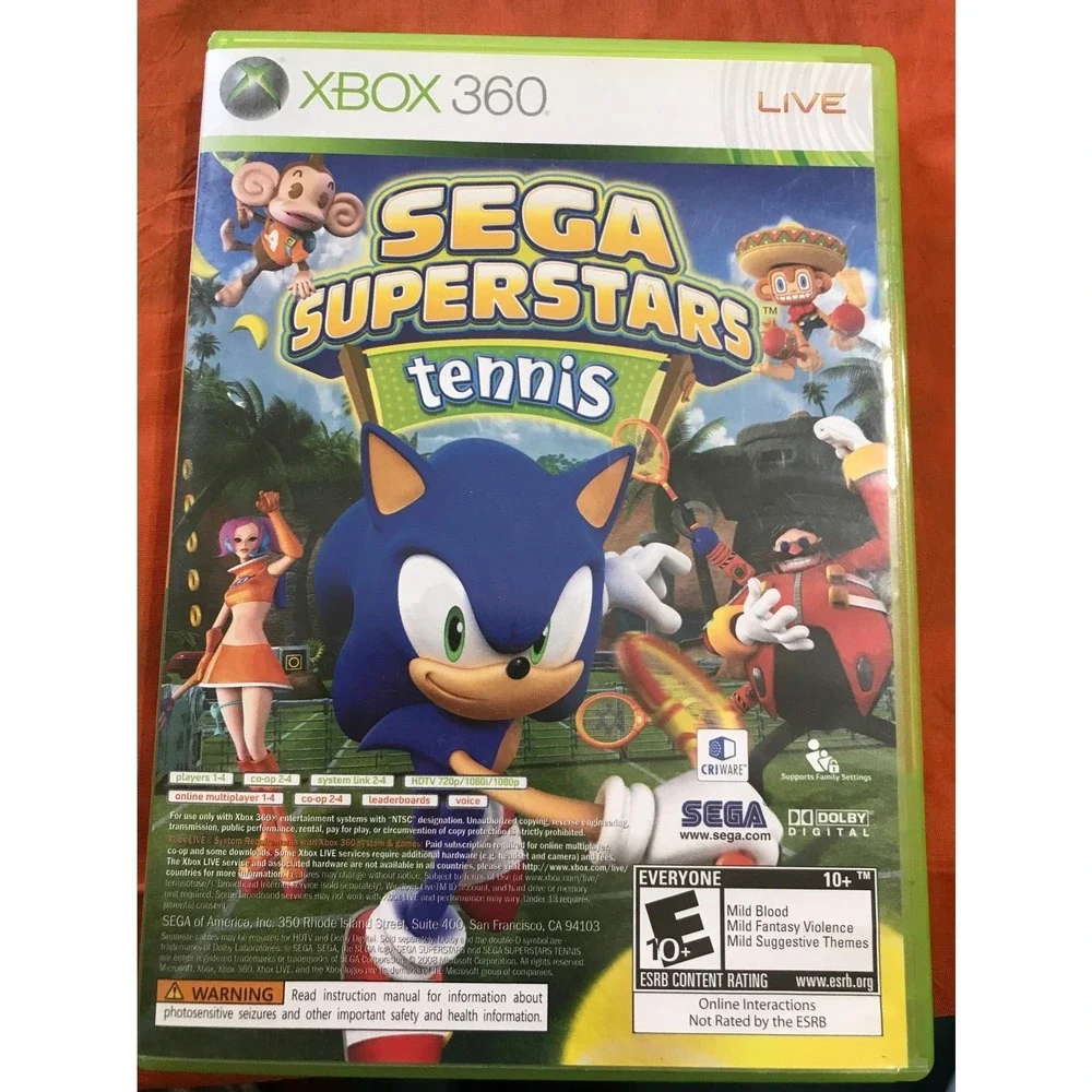 Sega Superstars Tennis Xbox 360 Disc
